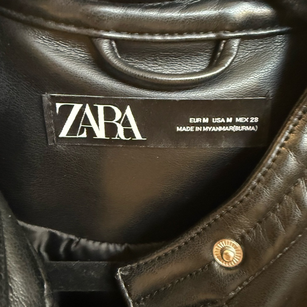 Zara Quilted Black Leather Jacket - Picture 4 of 4